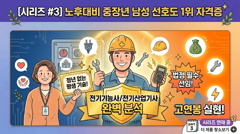 중장년 남성 선호도 1위! 전기기능사/전기산업기사 완벽 분석 - 5060 정년 은퇴후 대비 총정리