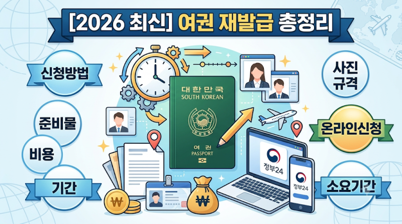 [2026 최신] 여권 재발급 신청방법 총정리: 준비물, 비용, 기간, 사진 규격 및 온라인 신청까지 ....
