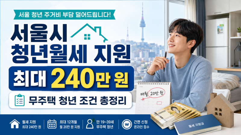 "240만 원 준다" 서울시 무주택 청년월세 지원 알아보니