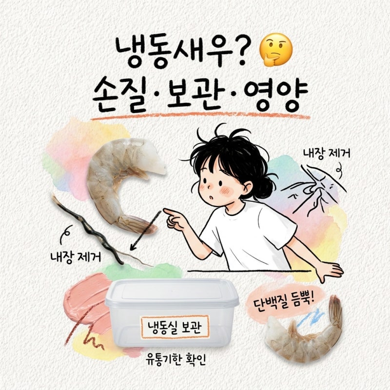 냉동새우는 해동 방법이 물러짐을 정하는데 손질법은 내장부터, 보관법 유통기한과 칼로리 ....