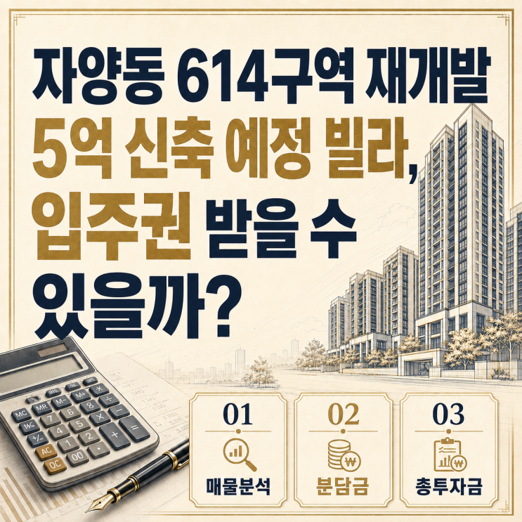 자양동 614구역 재개발 5억 신축 예정 빌라, 입주권 받을 수 있을까?