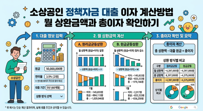 [최신] 소상공인 정책자금 대출 이자 계산방법 및 월 상환금액 총정리 완벽 가이드
