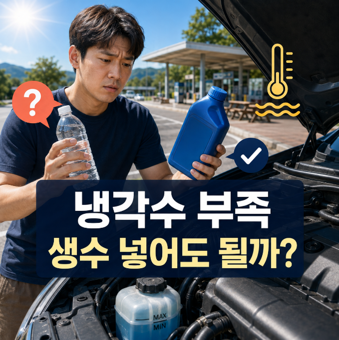 자동차 냉각수 부족, 생수 넣어도 될까? 경고등 대처법