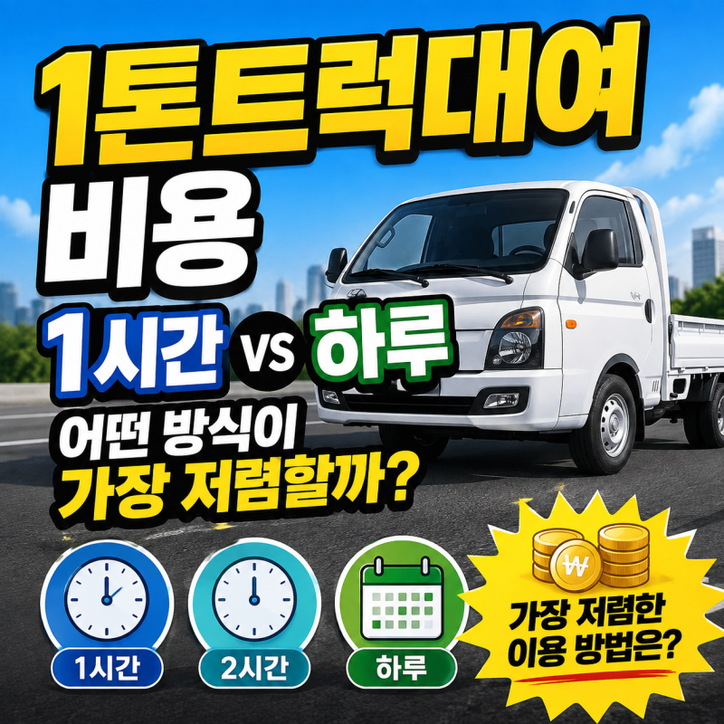 1톤트럭대여 비용 1시간 하루 어떤 방식이 가장 저렴할까?