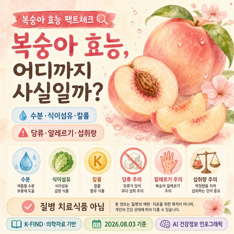 복숭아 효능 5가지 팩트체크｜영양성분·당류·알레르기·먹는법