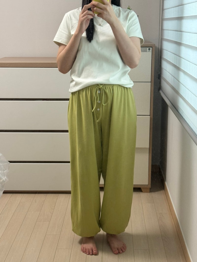 파르티멘토 우먼 에브리데이 벌룬 조거 팬츠 착샷 & 후기(더스티레몬 색상)
