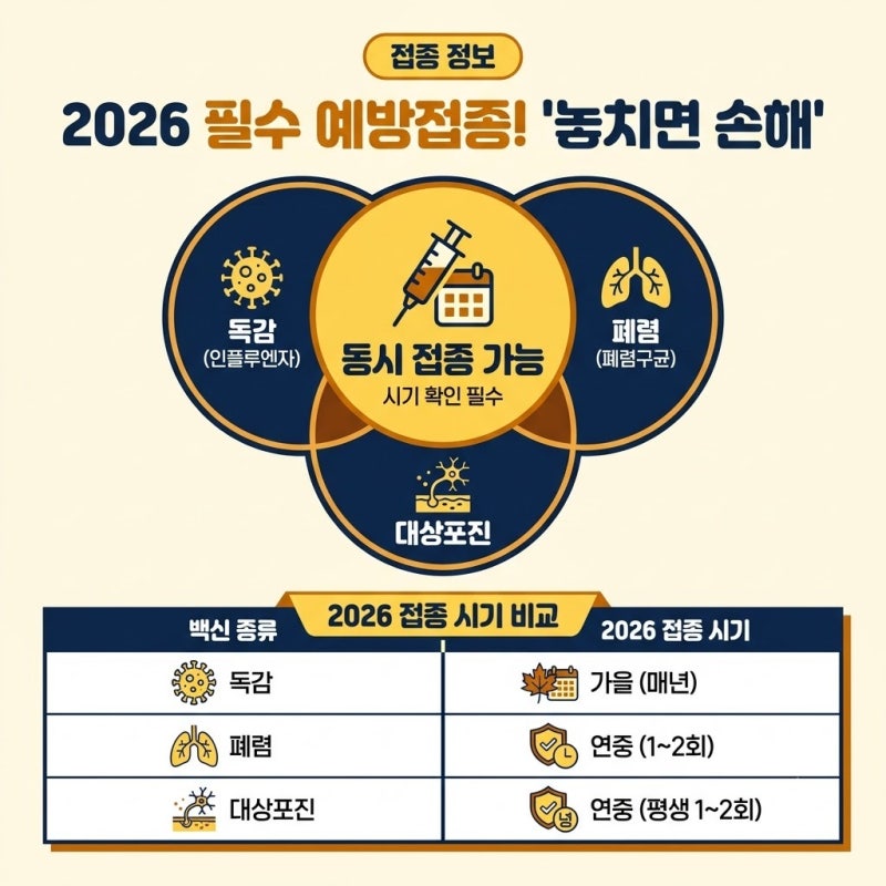 독감 폐렴 대상포진 예방접종 시기 비교, 나이별로 달라지는 접종 순서는…