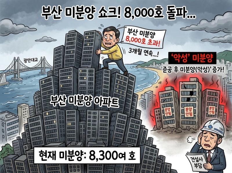 부산 미분양 아파트 3개월째 8000가구 돌파, 악성 미분양도 다시 늘었습니다