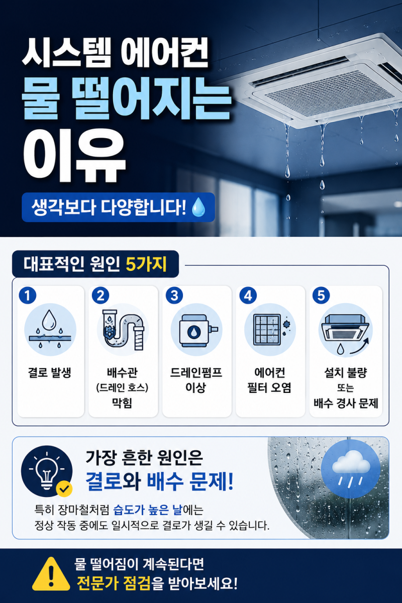 시스템 에어컨 물떨어짐 이유는? 결로·벽지 젖음 해결방법 총정리