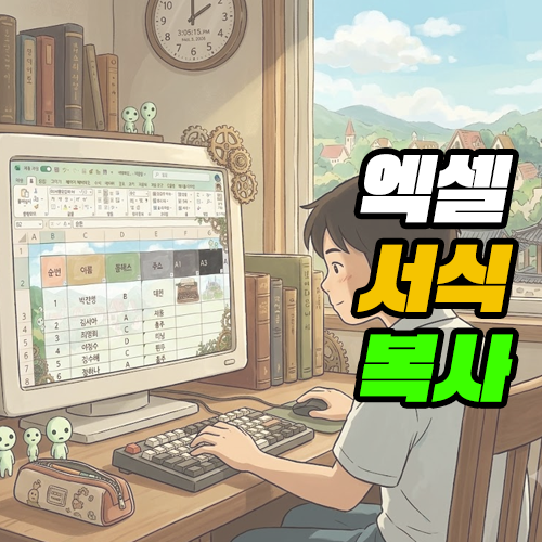 엑셀 서식 복사 방법 및 단축키 활용