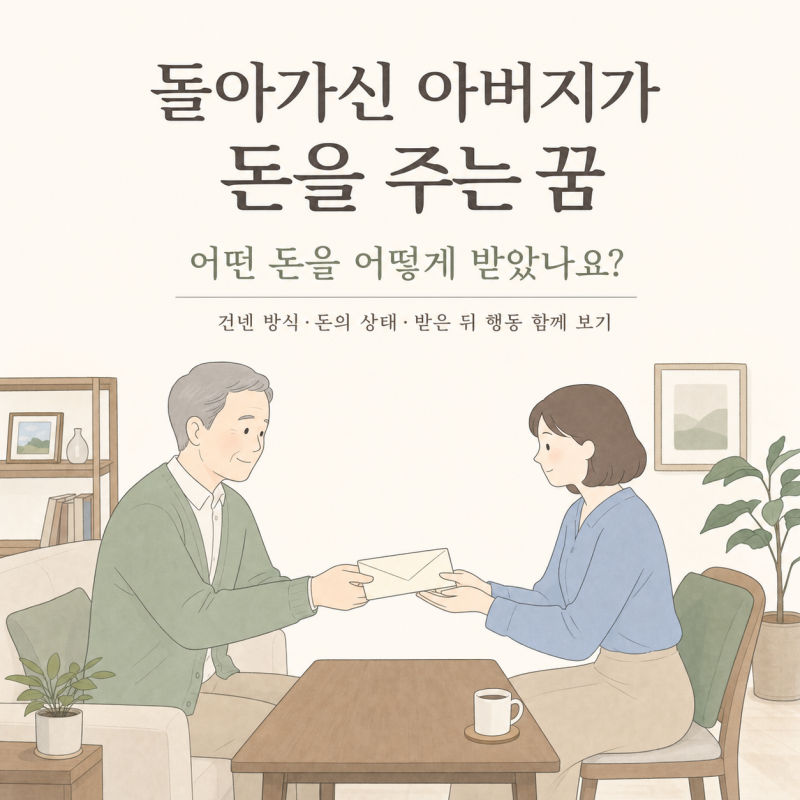 돌아가신 아버지가 돈을 주는 꿈, 어떤 돈을 어떻게 받았나요? 32가지 풀이