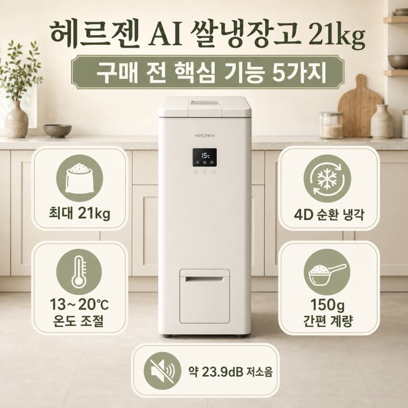 헤르젠 쌀냉장고 21kg, 쌀벌레와 눅눅함 걱정 줄이는 보관법