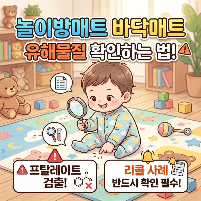 놀이방매트,바닥매트 유해물질 확인하는 법, 프탈레이트 검출,리콜 사례