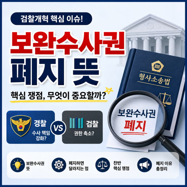 <b>보완수사권</b> 폐지 뜻과 핵심 쟁점, 무엇이 중요할까?