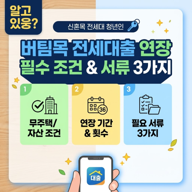 버팀목 전세대출 연장 조건과 필요서류 3가지 (2026)