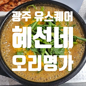 전남광주 유스퀘어 근처 오리탕 혼밥 혜선네오리명가 솔직후기