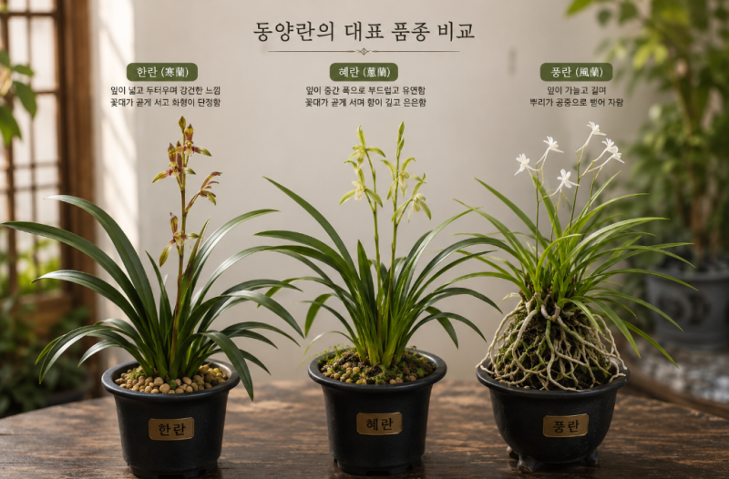 한란·혜란·풍란 — 동양란 종류별 특징 총정리 (4편)