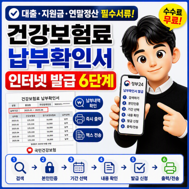 건강보험료 납부확인서 인터넷 발급 방법 6단계