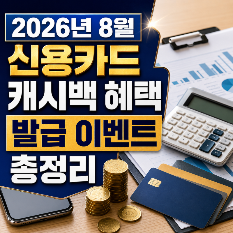 2026년 8월 신용카드 캐시백 혜택 발급 이벤트 총정리