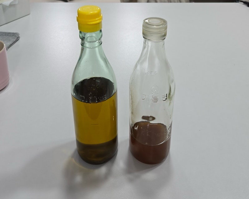 참기름(실온보관)/들기름(냉장보관) 기름병에 커버 옷 입히기_다이소 아동양말 사이즈 추천