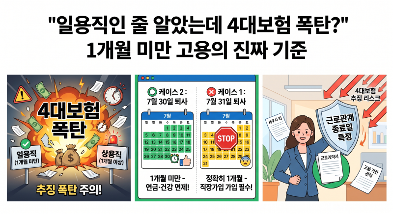 "일용직인 줄 알았는데 4대보험 폭탄?" 1개월 미만 고용의 진짜 기준 (ft. 근로내용확인신고)(....