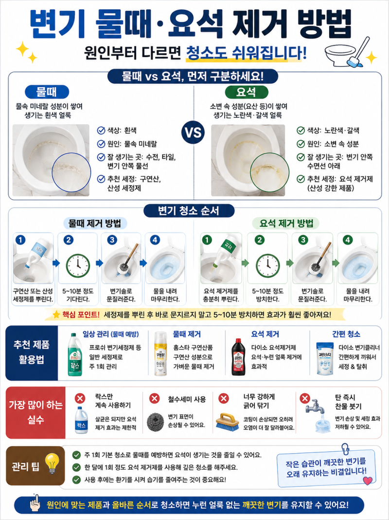변기 물때 제거 방법 다이소 요석제거제 사용법 이렇게 하세요