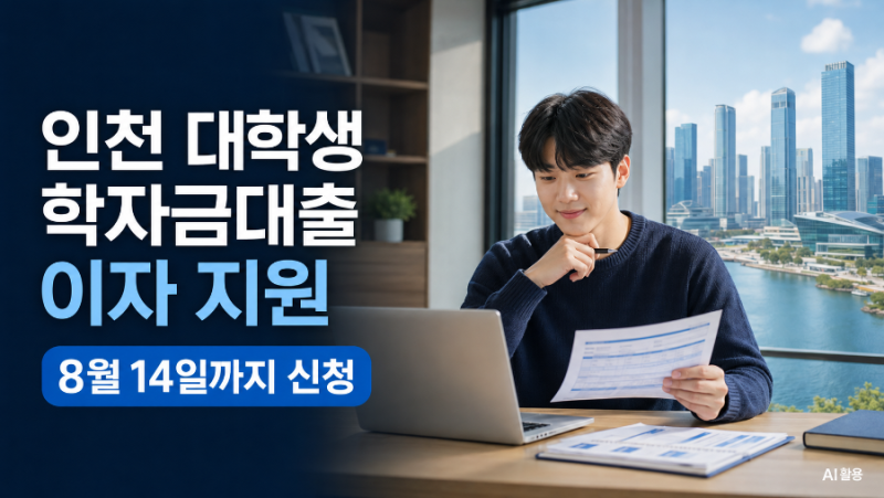 인천 대학생 학자금대출 이자 지원 / 8월 14일까지 꼭 신청하세요
