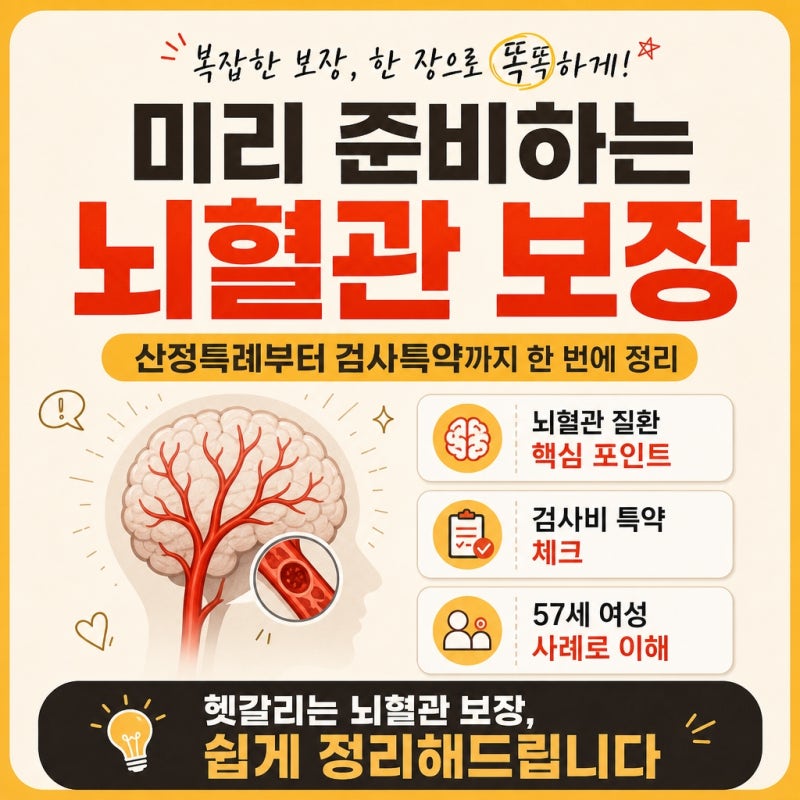 50대 57세 뇌혈관질환 보험 추천 부정맥 진단비 산정특례 CT MRI 검사비 실속 설계