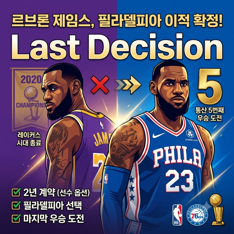 르브론 제임스, 필라델피아 이적 확정! 선택한 이유와 새 시즌 전망 총정리