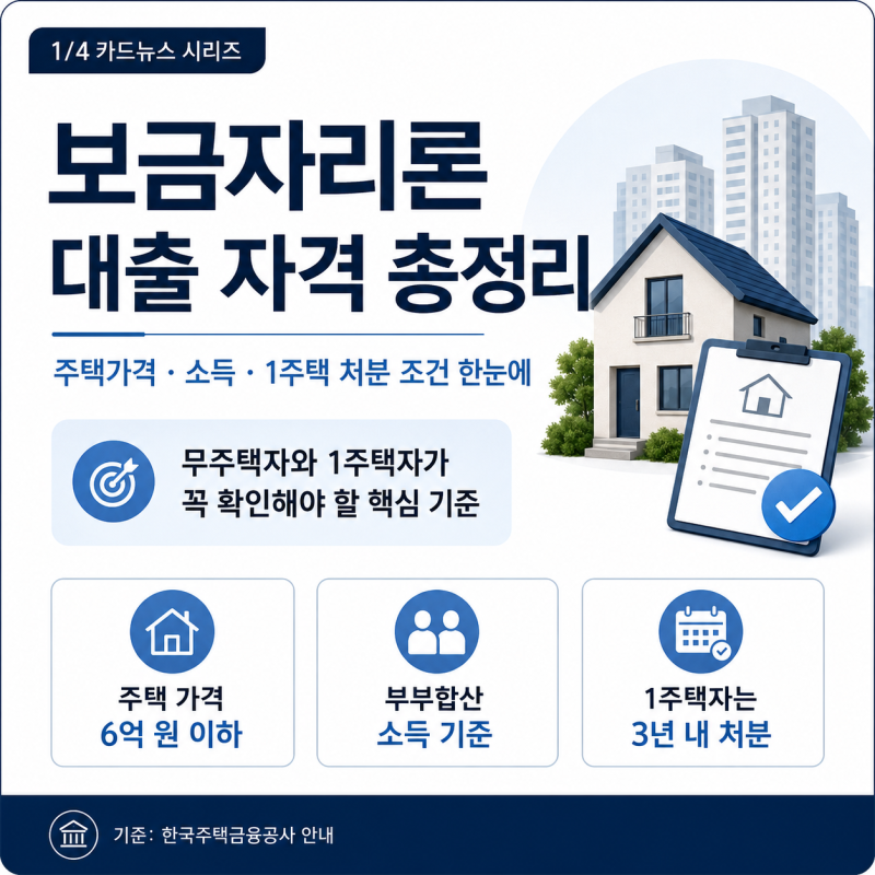 보금자리론 대출 자격 조건 총정리｜주택가격·소득·1주택 처분 기준