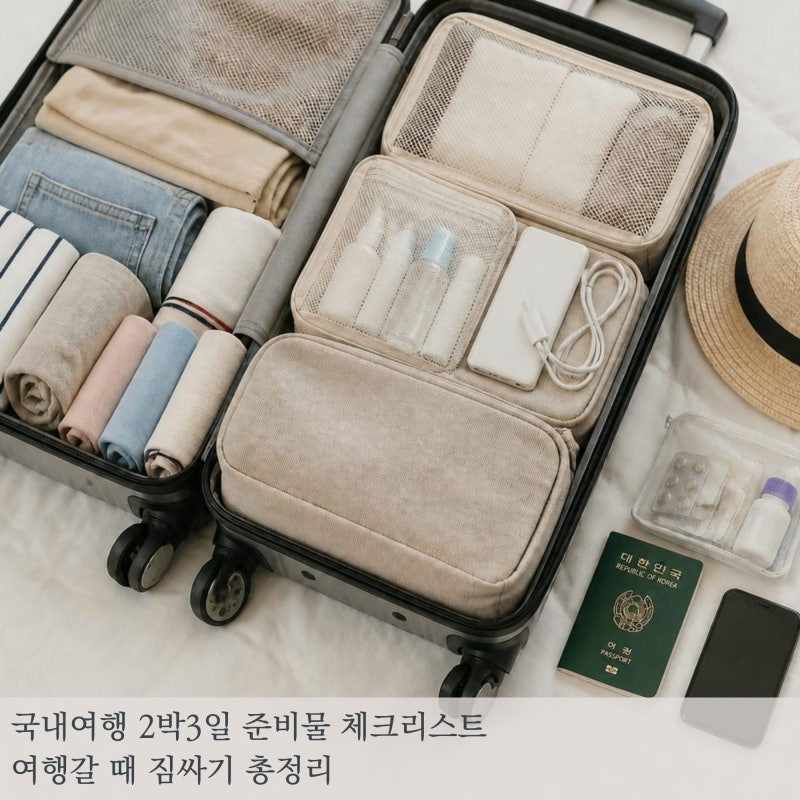 국내여행 2박3일 준비물 체크리스트 여행 짐싸기 총정리