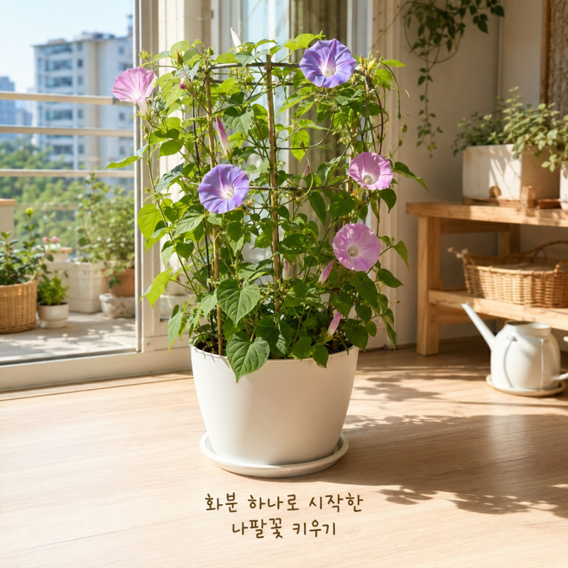 화분 하나로 시작한 나팔꽃 키우기 예쁘게 올리는 방법