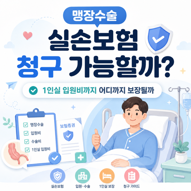 맹장수술 실손보험 청구 가능할까? 1인실 입원비까지 어디까지 보장될까