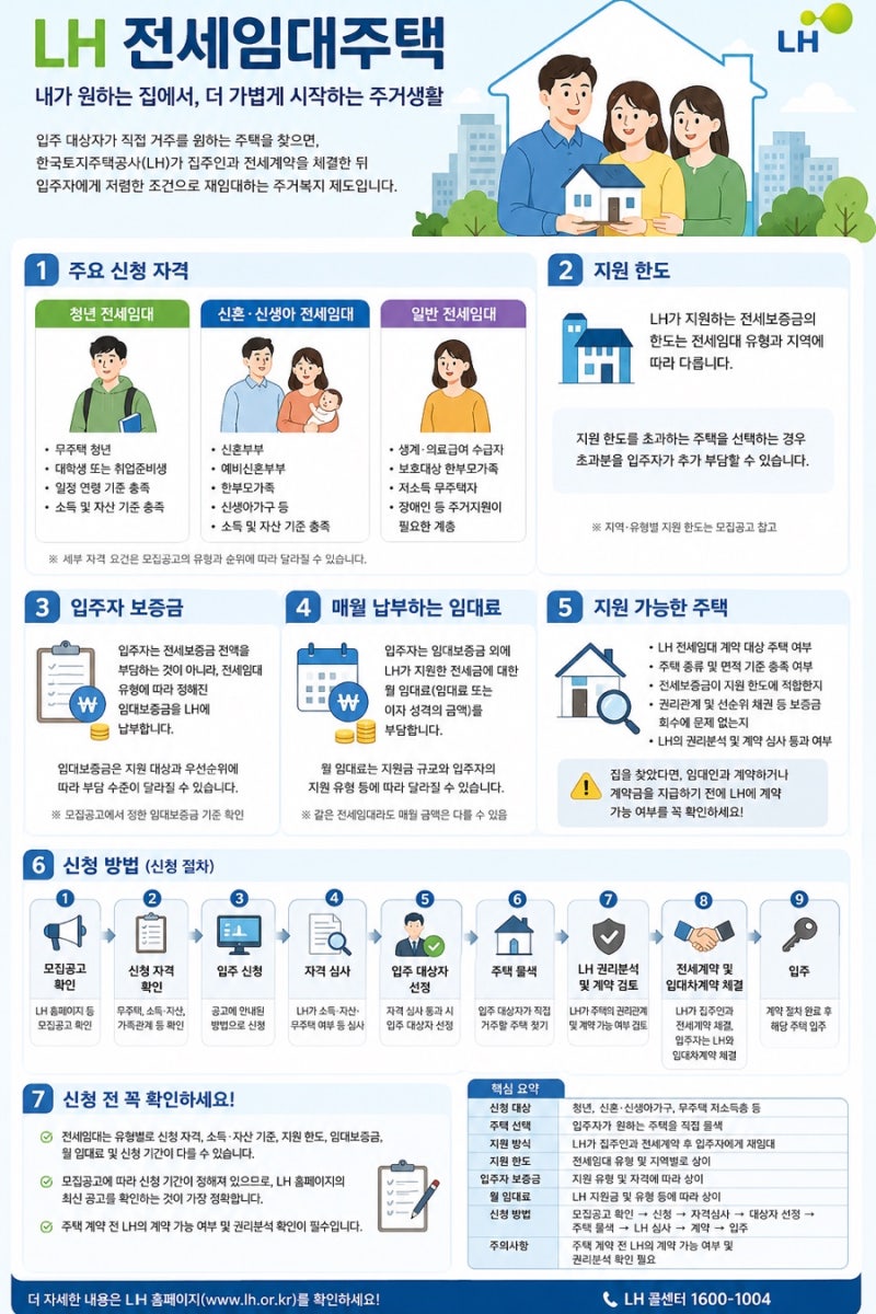 LH 전세임대주택 신청 자격·지원 한도·보증금·임대료·신청 방법 등