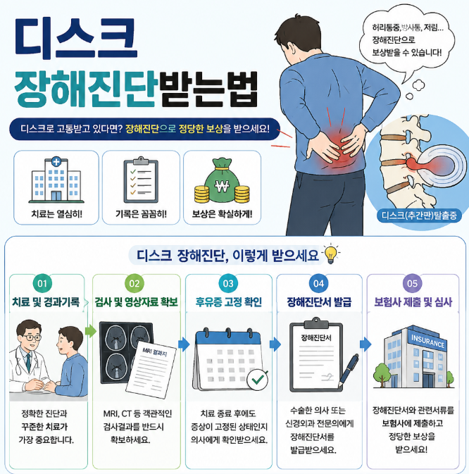 병원에서 디스크 장해진단을 안 끊어줘도 포기하지 마세요.