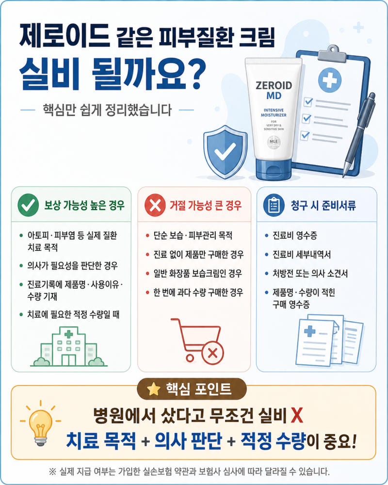 제로이드·아토베리어 같은 피부질환 크림, 실비 청구될까요?