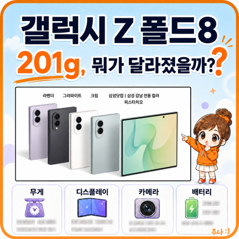 갤럭시 Z 폴드8 스펙·가격 총정리｜201g·4:3 화면·S펜 미지원