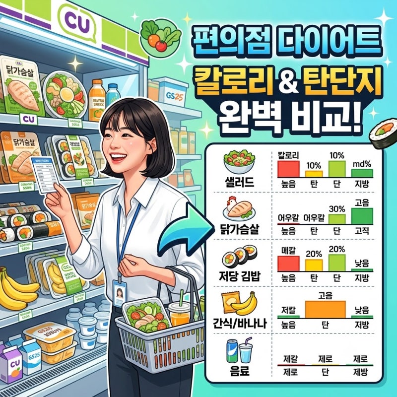 [편의점 다이어트] GS25·CU 조합 추천! 칼로리와 탄단지 영양성분 완벽 비교✨