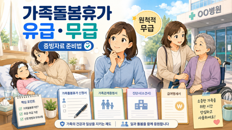 가족돌봄휴가 유급일까 무급일까? 급여처리와 증빙서류 총정리
