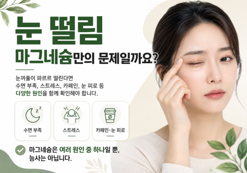 눈 밑 떨림이 계속된다면? 마그네슘 부족만의 문제는 아닙니다