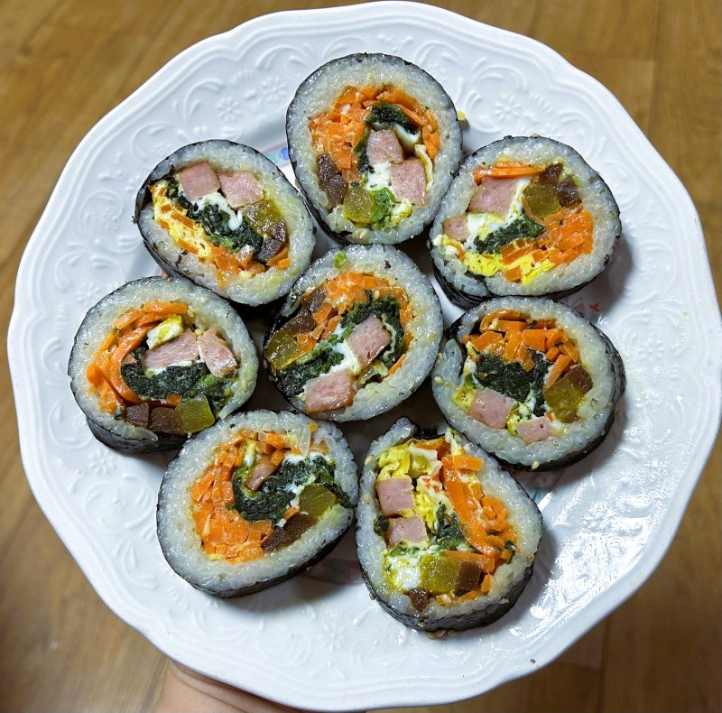 에어프라이어 김밥 레시피 | 초간단 레시피 계란지단 한 번에 굽기 김밥 만들기! 집밥 도시락....