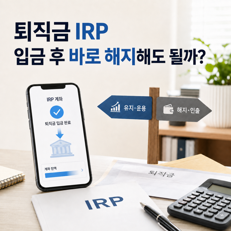 퇴직금 IRP 계좌 개설 방법, 입금 후 바로 해지해도 될까?