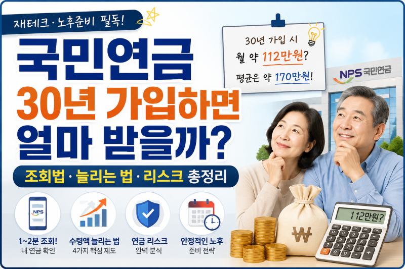 국민연금 30년 가입하면 얼마 받을까? 조회법, 늘리는 법, 리스크 총정리
