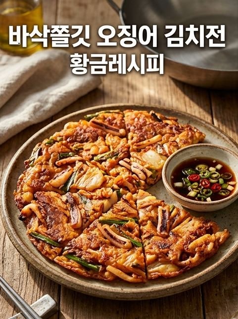 바삭하고 쫄깃한 오징어 김치전 황금레시피 비법
