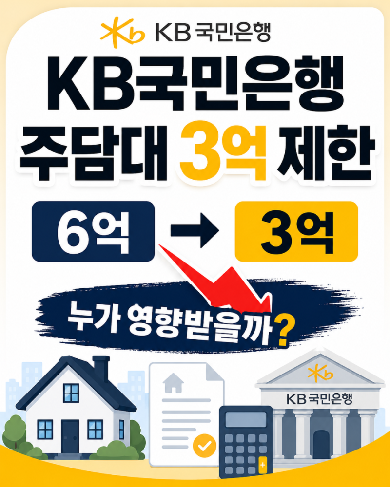 KB국민은행 주담대 3억 제한｜6억에서 반토막, 누가 영향받을까?