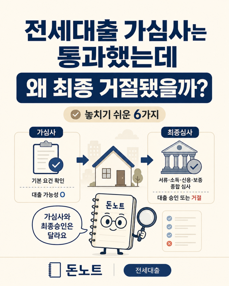 전세대출 가심사는 통과했는데 왜 최종 거절됐을까? 놓치기 쉬운 6가지