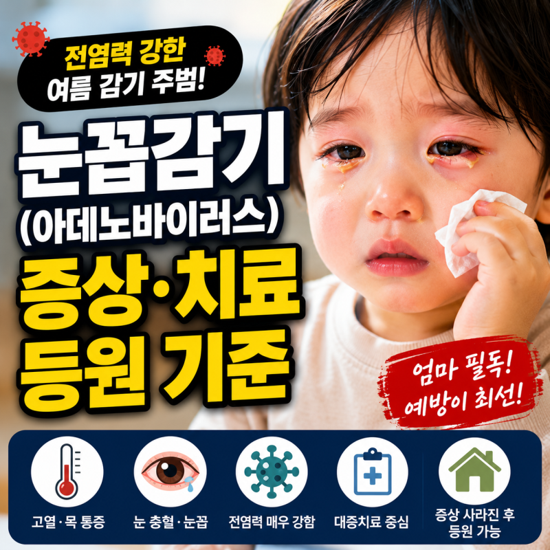 눈곱감기 아데노바이러스일까? 아이가 열나고 눈곱 낀다면 확인하세요