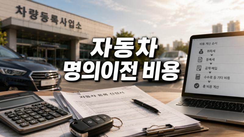 자동차 명의이전 비용 취등록세 공채 포함 계산 순서