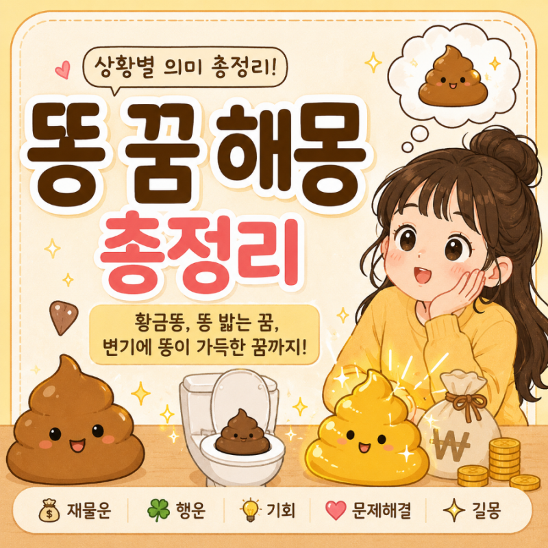[해몽]  똥 꿈 해몽 총정리｜황금똥, 똥 밟는 꿈, 변기에 똥이 가득한 꿈까지 상황별 의미