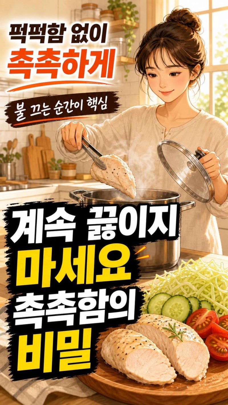 닭가슴살 촉촉하게 삶는법, 팔팔 끓이지 말고 이 시간만 지켜보세요